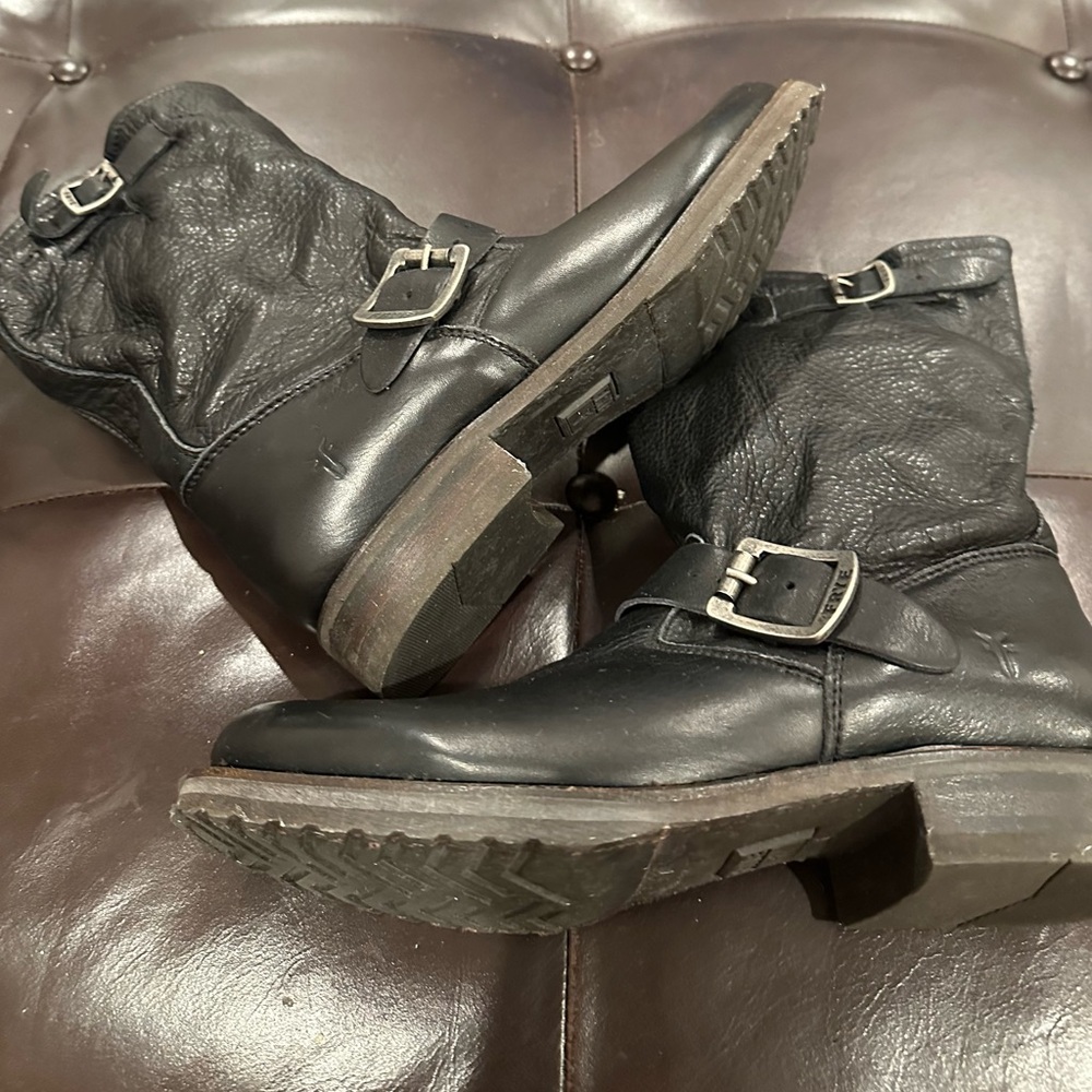Frye slouchy leather boots; style 76509 black soft leather, like new - Picture 5 of 13